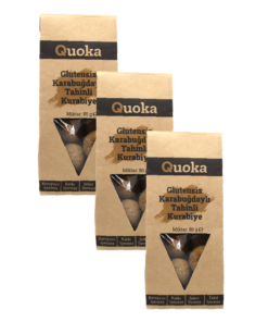 QUOKA Glutensiz, Rafine Şekersiz Tahinli Kurabiye 3 paket x 80gr