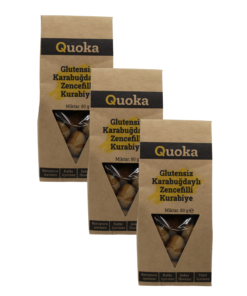 QUOKA Glutensiz, Rafine Şekersiz Zencefil, Tarçın, Zerdeçallı Kurabiye 3 paket x 80gr