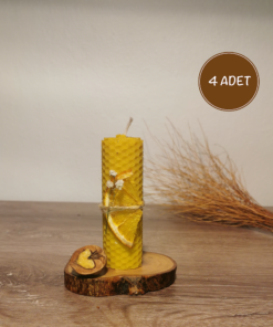 ARI GÜCÜ Balmumu Mum El Yapımı Doğal Mum 4 Adet 10 cm x 3 cm