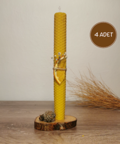 ARI GÜCÜ Balmumu Mum El Yapımı Doğal Şamdan Mumu 4 Adet 20 cm x 2,3 cm